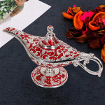 Gusnilo Aladdin Magic Lamp Collector's Edition Wedding Table Decoration,Arabian Props & Birthday Gift (Silver Red)