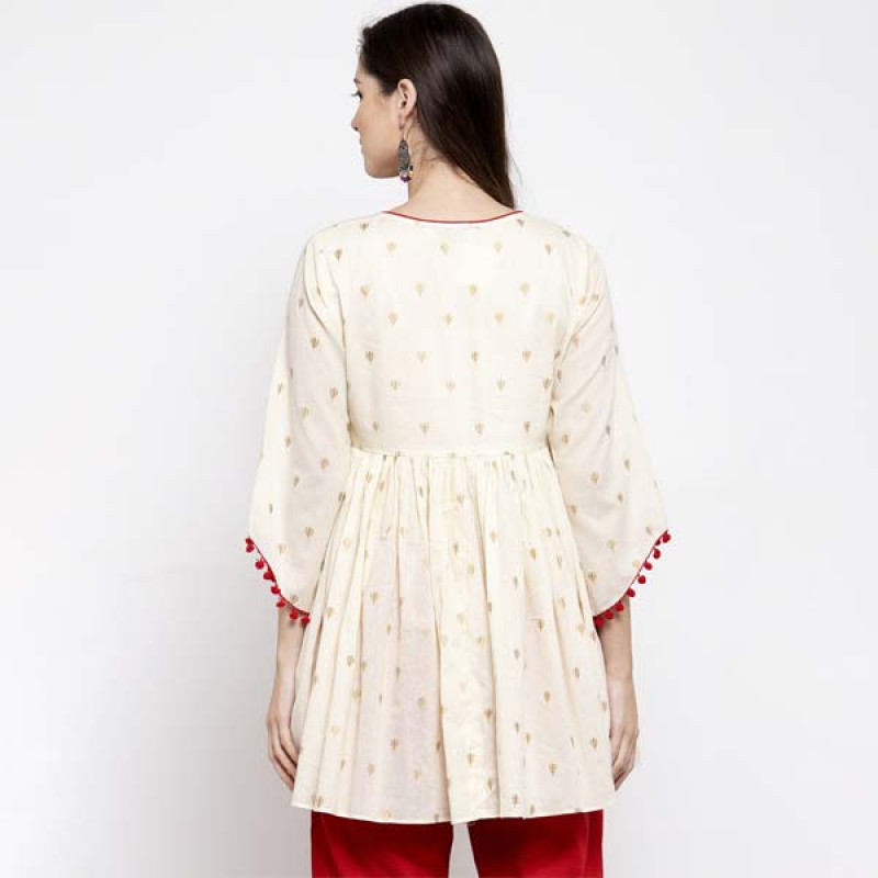 Women Off-White & Red Printed Tunic