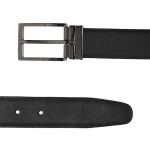 Men Black Solid Leather Belt