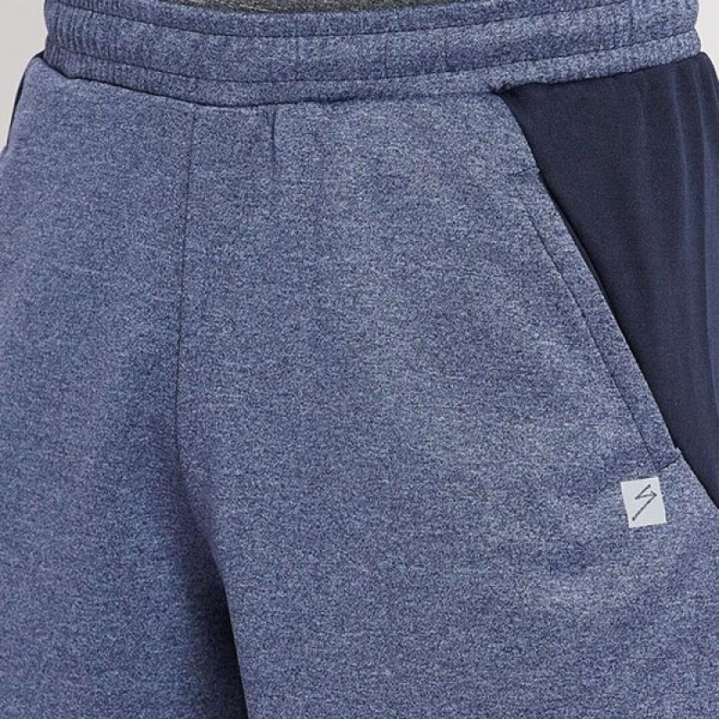 Men Navy Blue & Blue Colourblocked Sports Shorts