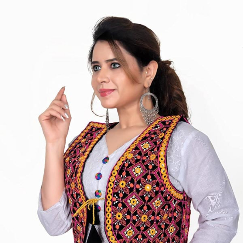 Shivam Fashion Cotton Rajasthani Embroidered Jacket for Women with Mirror Work Traditional Ethnic Shrug Jacket for kurti Navratri Gujrati Kutchi Koti